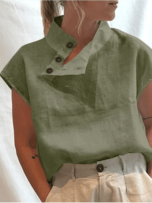 Cotton-blend Stand Collar 5XL Loose Simple T-shirt – painevida