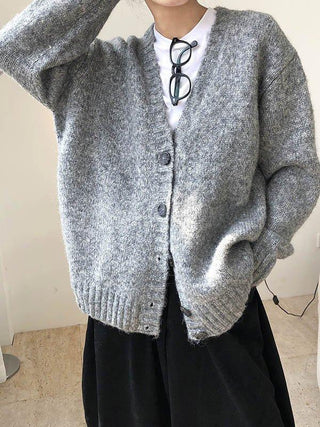 Simple Slouchy Wool V-Neck Cardigan