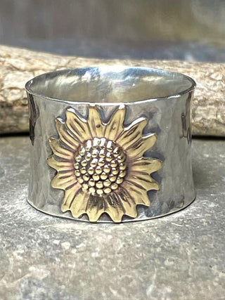 Vintage Two-Tone Sunflower Rings