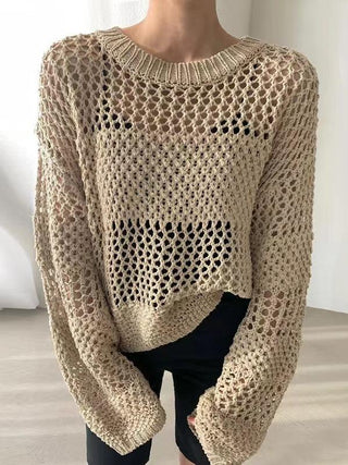 Hollow Long Sleeve Sunscreen Knit Sweater