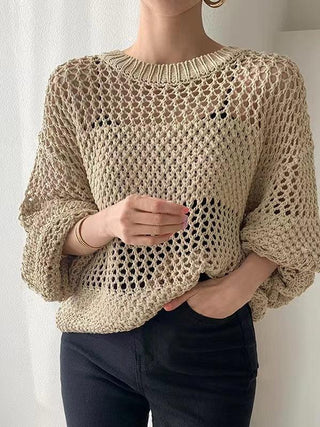 Hollow Long Sleeve Sunscreen Knit Sweater