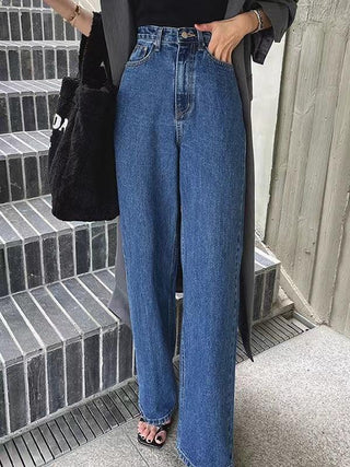 High-rise straight-leg wide-leg jeans