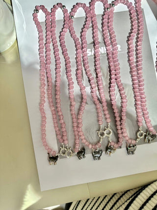 Original Cat Silver Pink Opal Necklace