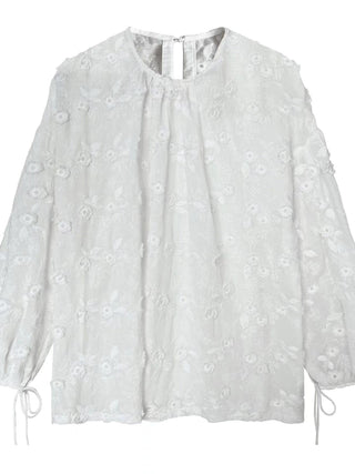 Lace Three-Dimensional Embroidery Flower Small Shirt
