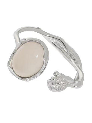 Bud White Agate Light Luxury Personality Ring