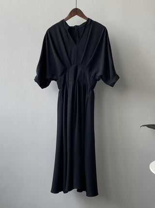 Hepburn Style V Neck Waist Dress