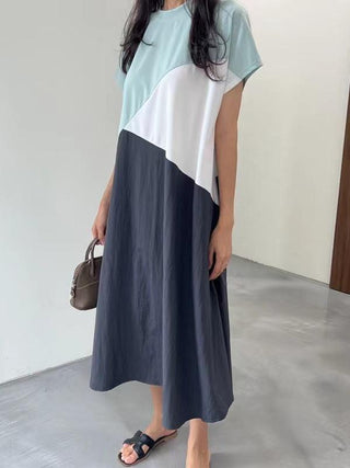 Contrast Paneled Loose-Fitting Casual Dress