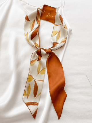 Fashion Autumn Leaves Tie-Dyed Sun Protection Hair Band& Silk Scarf