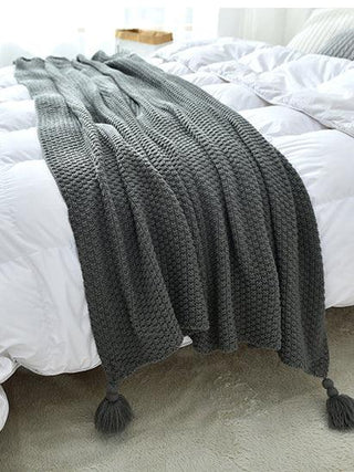 Fringe Knit Ball Yarn Sofa Cover Blanket