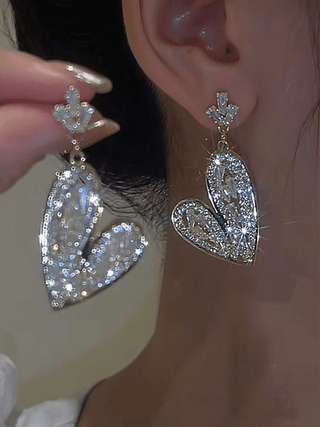 Heart Full Diamond Crystal Earrings