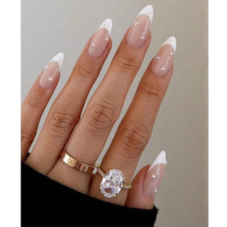 White French Point Water Drop Nails