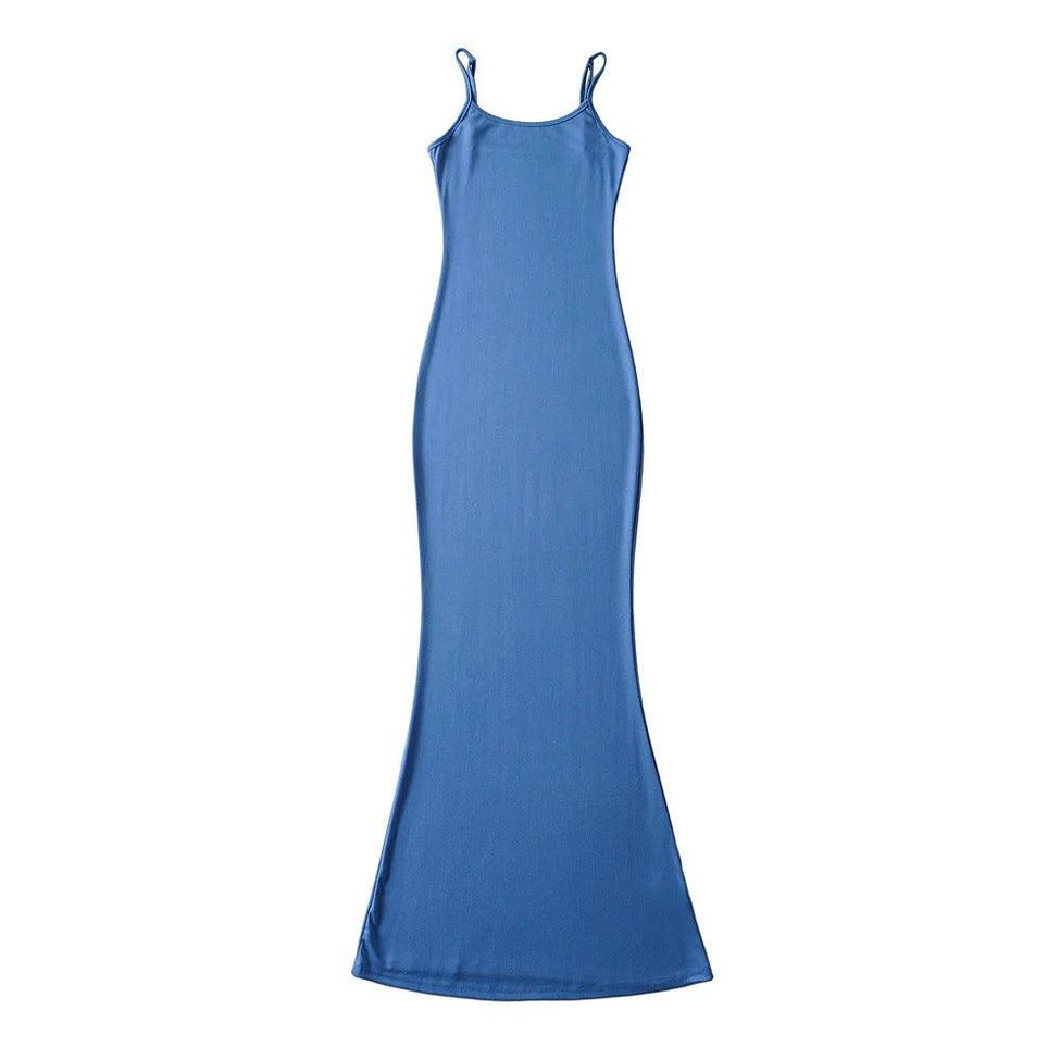 5 Color Simple Niche Fishtail Slip Dress – painevida