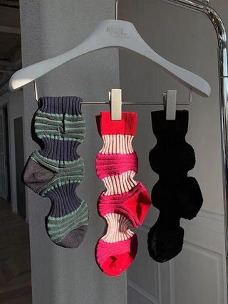 Fold Striped Lantern Cotton Socks