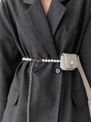 Original Cool Stylish Beads Chains Artificial Diamond Bag Belt