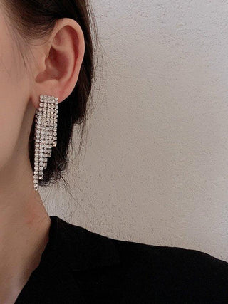 Large Long Crystal Tassel Earrings