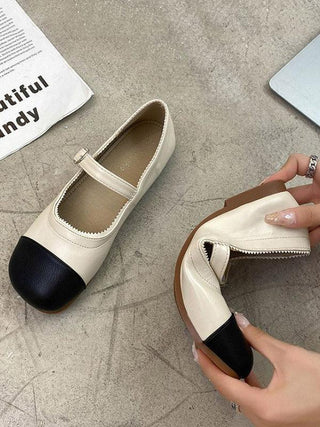 Leisure Fashion Contrast Color Split-Joint Flat Heel Loafer Shoes