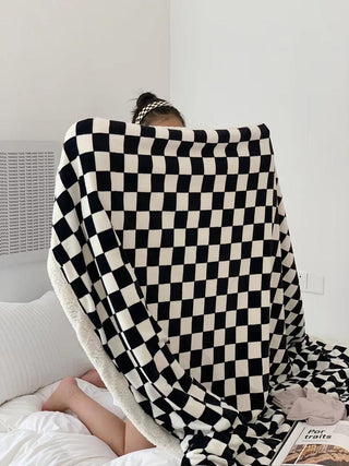 Soft Checkerboard Sherpa Blanket