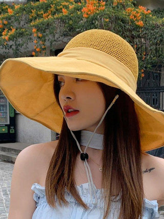 Casual Hollow Sun-Protection Large Wide Brim Bucket Hat