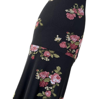Vintage Rose Floral Backless Black Long Dress